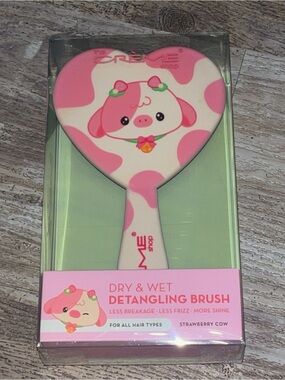 The Crème Shop 'Strawberry Cow' Dry & Wet Detangling Brush New